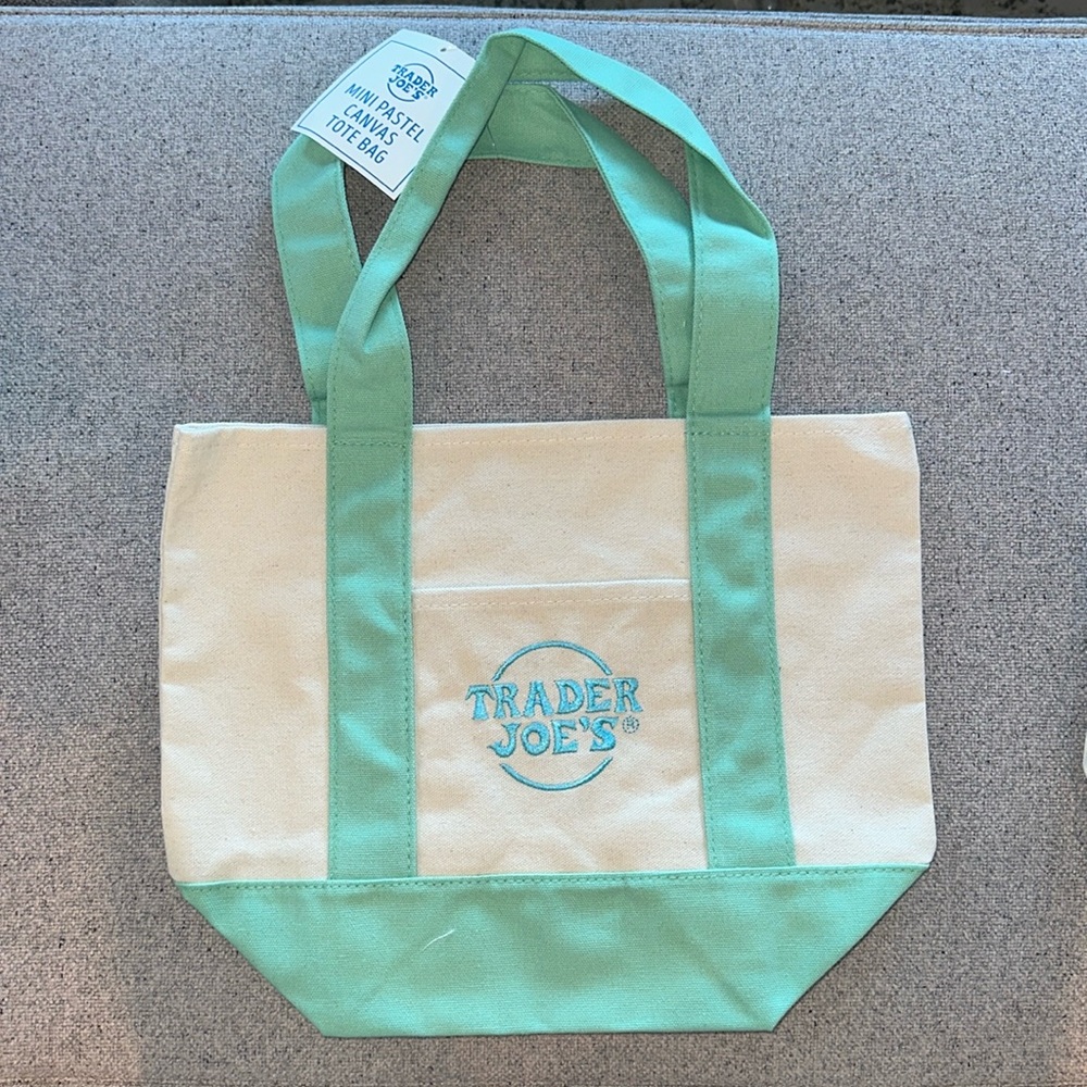 Trader Joe’s Pastel Mini Tote Bag GREEN